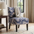 Roundhill Furniture Capa Print Fabric Armless Contemporary Accent Chair, Indigo Botanical Floral