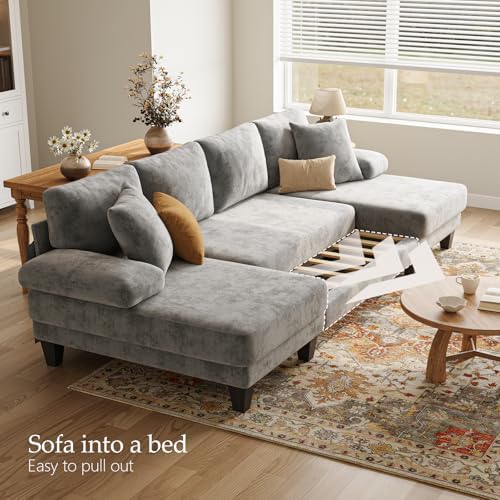 Txtin's Sleeper Sofa with Pull Out Bed 112 Inch U Shaped Sectional Couch