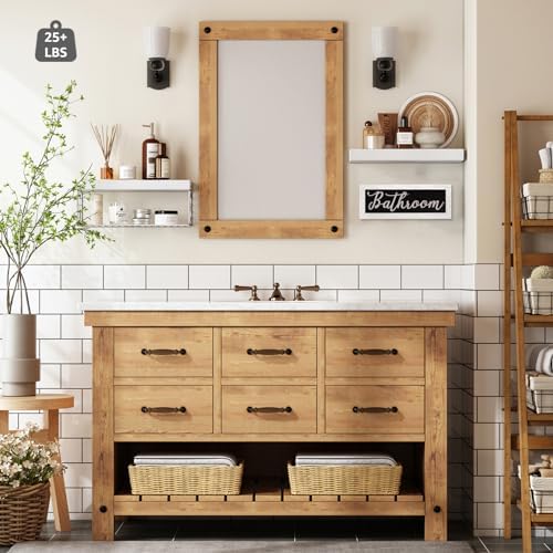 QEEIG ‎Bathroom Shelves with Decor Sign (White, 15.7")