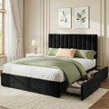 Welzona Full Size Upholstered Bed Frame with Headboard & 4 Drawers, Black