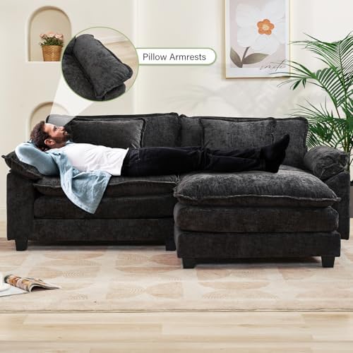 Oprisen 86" Modular Sectional Sofa, Comfy Deep Cloud Couch with Ottoman
