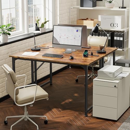 PRAISUN 40 X 20 Inch Computer Desk, Power Outlets, USB-C, Rustic Brown