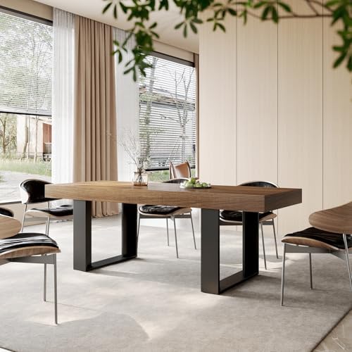 71-87 Inch Extendable Dining Room Table, Rustic Wooden Kitchen Table 6-10