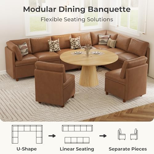 SITJOY Breakfast Nook Bench with Storage, Brown, 9 Seat (2 Corner)
