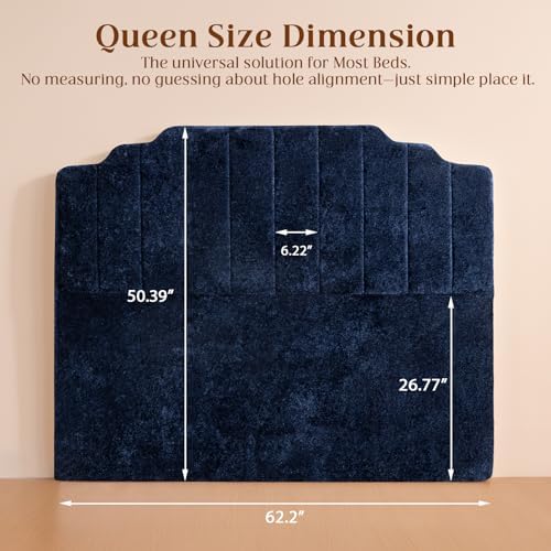 Queen Headboard, Blue Upholstered Headboard for Bed, No Assembly