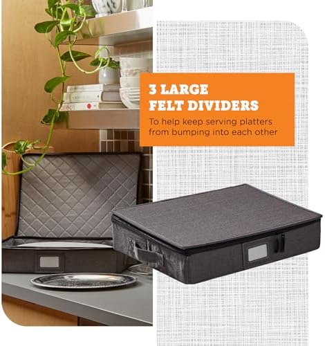 storageLAB Hard Shell Platter Storage Container | Felt Dividers | Gray