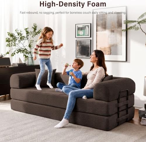 79" Convertible Sofa Bed, Boneless Sleeper Futon Couch for Living Room