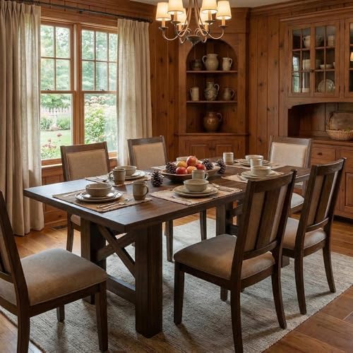 Garvee Wood Farmhouse Dining Table for 6-8, Heavy Duty Large Kitchen Table, 70.87" Long Rectangular Dining Room Tables with Strong Legs, Thickness Tabletop, for Big Family, Dinette, Walunt
