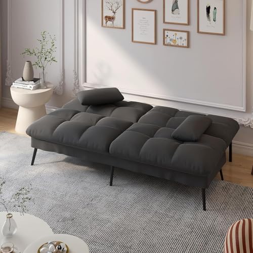 COMHOMA Futon Sofa Bed, 72″ Convertible Sleeper Sofa, Upholstered Loveseat