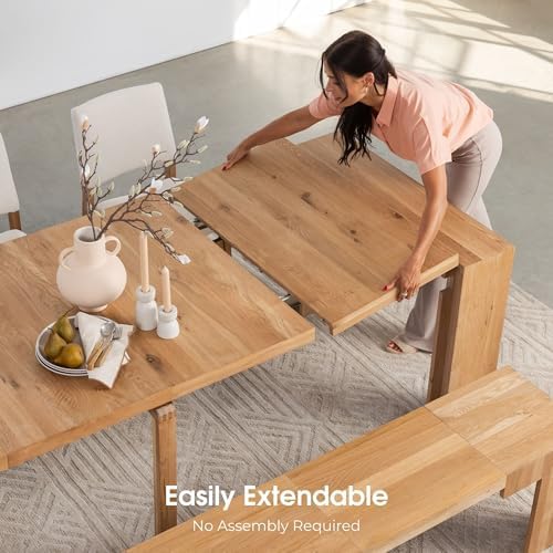 Transformer Table Solid Wood Extendable Dining Table, Natural