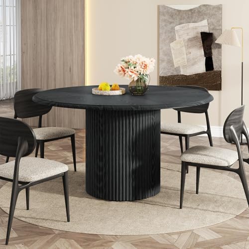 Tribesigns 47" Round Dining Table for 4, Farmhouse Kitchen Table with Metal Base, Modern Small Dinner Table for Dining Room,Kitchen (Chairs Not Included)