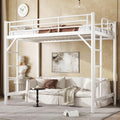Bellemave Twin XL Loft Bed Frame, Metal Round Pipe, Dual Ladders, White