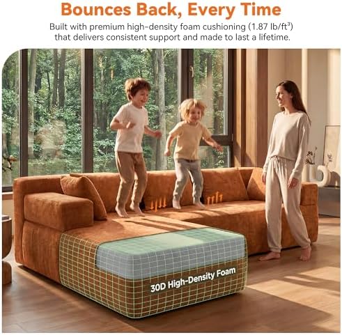 MONVANE 106" L-Shaped Modular Sectional Sofa, Orange