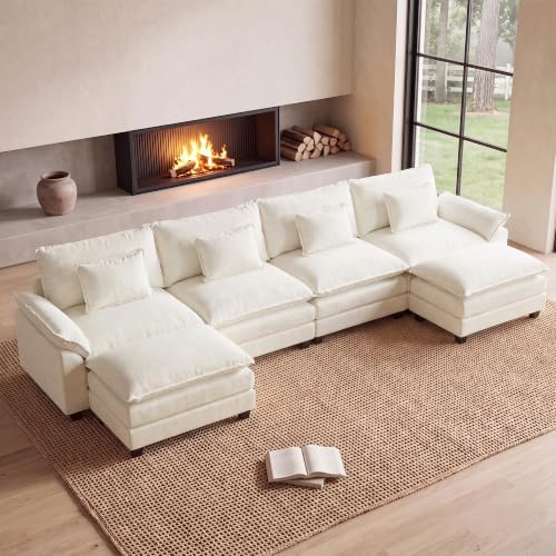 Oprisen 154" Modular Sectional Sofa, Comfy Deep Cloud Couch with Ottoman