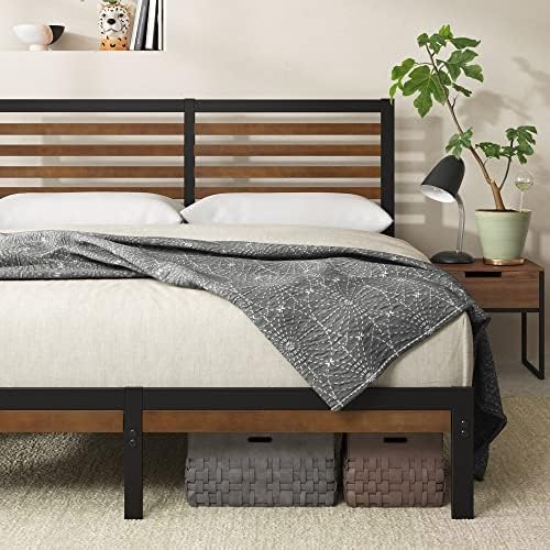 Zinus Kai Bamboo and Metal Platform Bed Frame, Sturdy Steel Frame, Queen