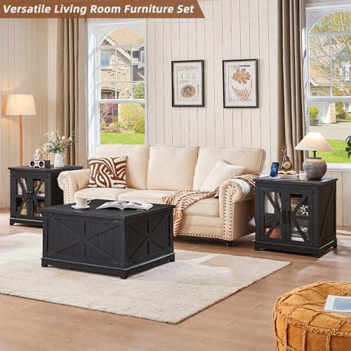 Joaxswe Farmhouse Coffee Table Set 2, End Table and Coffee Table