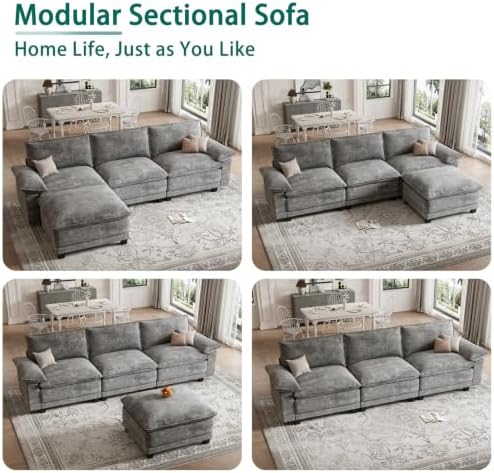 108" Modular Sectional Couch, L Shaped Cloud Sofa for Living Room