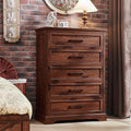 ACCOHOHO Farmhouse 5 Drawers Dresser Chests for Bedroom, Brown