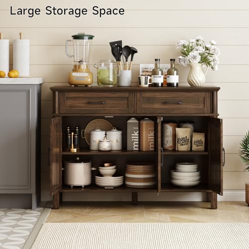 ONBRILL 48 Inch Buffet Cabinet with Storage, Walnut