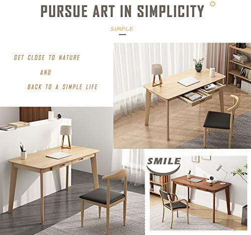 IOTXY Solid Wood Writing Desk - Home Office Laptop Computer Table, Oak