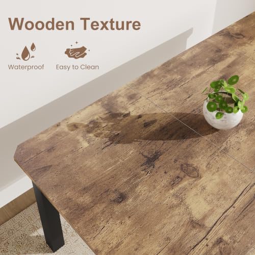 Garvee 63″ Dining Table for 4-6 People for Dining Room, Brown (Only Table)