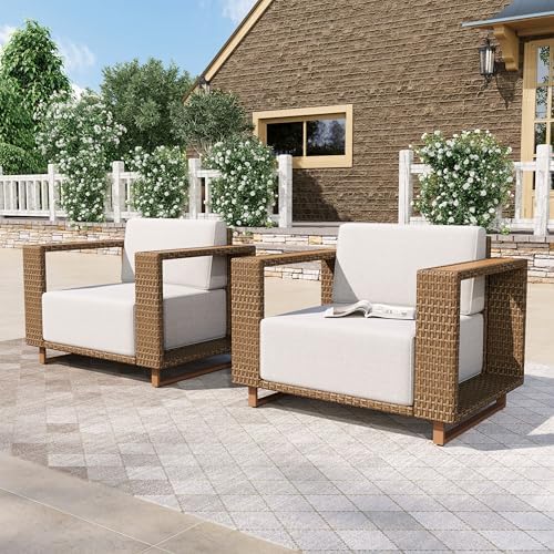 HERA'S HOUSE 2-Piece Patio Furniture, Outdoor Chair with 10" Thick Cushions