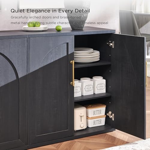 ACCOHOHO Arched Door Sideboard Buffet Cabinet Set of 2, Black