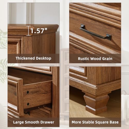 SAVOR LIFE Farmhouse 5 Drawer Dresser for Bedroom, Brown