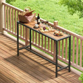 TLSUNNY 47" Patio Bar Table, Sturdy Outdoor Counter Height Table, Teak