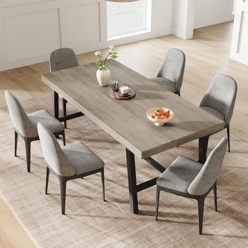 Garvee 71" Industrial Dining Table, Rectangular Kitchen Table, Grey