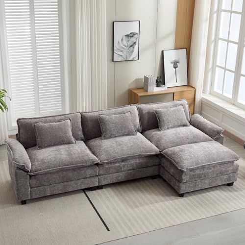 Oprisen 120" Modular Sectional Sofa, Comfy Deep Cloud Couch with Ottoman