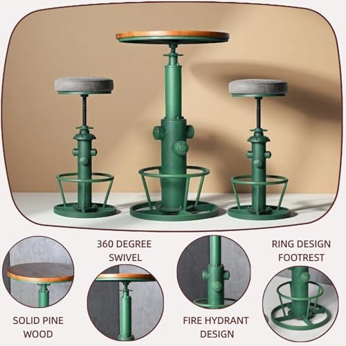Farmhouse Bistro Bar Table Vintage Round Pub Table Industrial Coffee Table Breakfast Dinner Table for 2-3 People 38.6-44.4inch Height Adjustable Swivel Wooden Table Top
