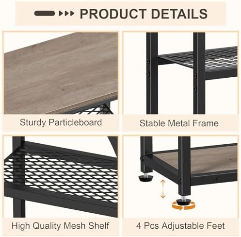 Snughome Entryway Table, Narrow Console Table, Industrial Sofa Table with 5 Tier Storage Shelves, Entrance Table for Hallway, Behind The Couch, Living Room, Foyer, Grey