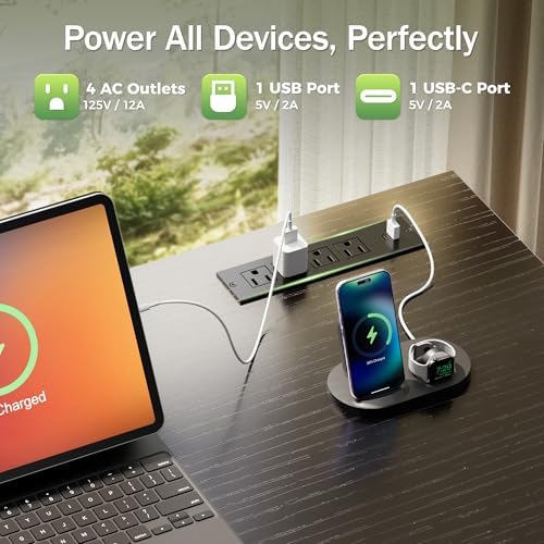 PRAISUN 55.1 Inch Computer Office Desk with Power Outelts and USB-C Port, Reversible Gaming Desk with 4 Fabric Drawers, Work Study Desk Work from Home, Black