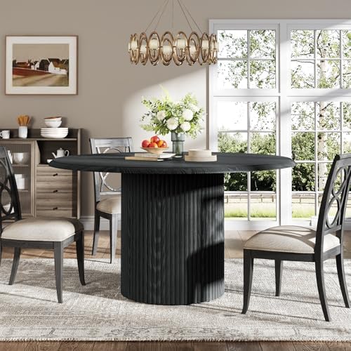 Tribesigns 47" Round Dining Table for 4, Farmhouse Kitchen Table with Metal Base, Modern Small Dinner Table for Dining Room,Kitchen (Chairs Not Included)