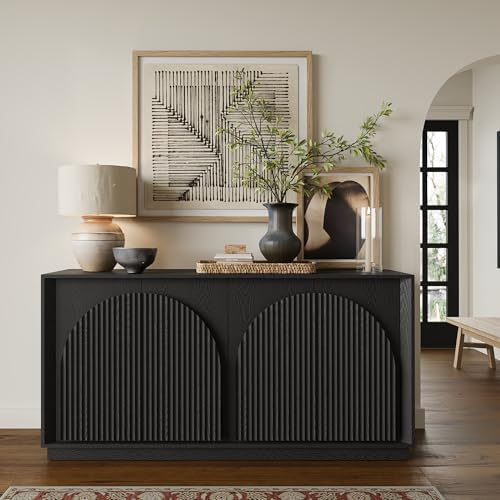 win2win 65" Sideboard Buffet Cabinet with Storage, Modular Credenza, Black