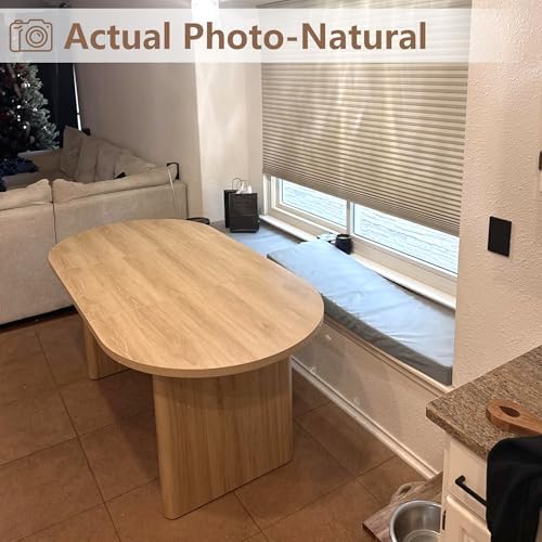 GarveeHome 70.87" Long Oval Dining Table with Wooden Base for 6-8 People