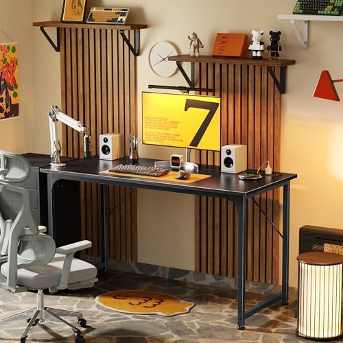 PRAISUN 47 X 20 Inch Computer Desk, Power Outlets, USB-C, Black