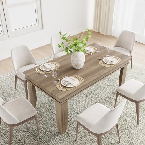 GarveeHome Farmhouse Dining Table for 4-6 People, 63" Long Kitchen Tables