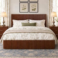 VMU Fluted King Size Platform Bed Frame with Lift up Storage