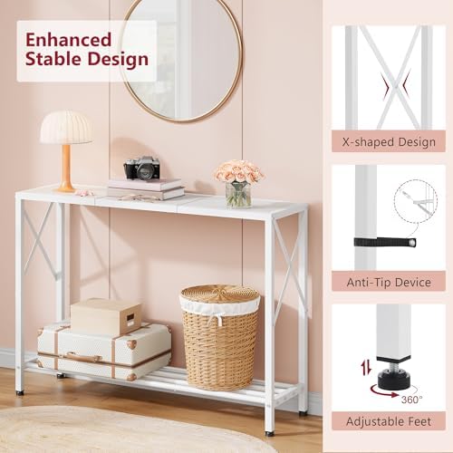 Tajsoon Console Table 41.8", 2 Tier Narrow Entryway Table with Shelves
