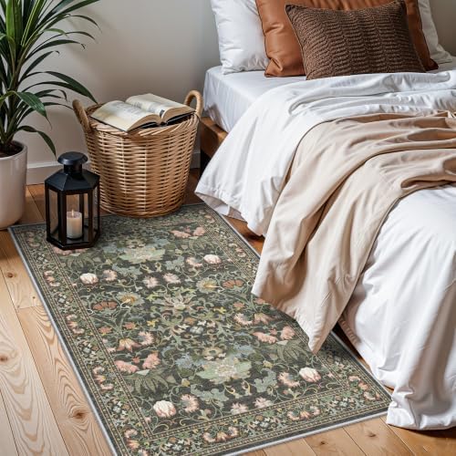 HY HAOYUNLAI Washable Floral 3x4 Entry Area Rug Living Room Non-Slip Carpet