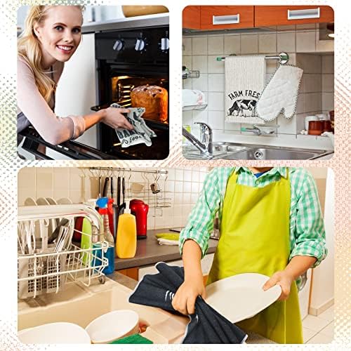 Redbaker 6 Pcs Farm Animal Kitchen Towels Farmhouse Funny Dish Towel