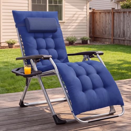 NEWBULIG Zero Gravity Chair, Folding Patio Recliner with Cup Holder Trays