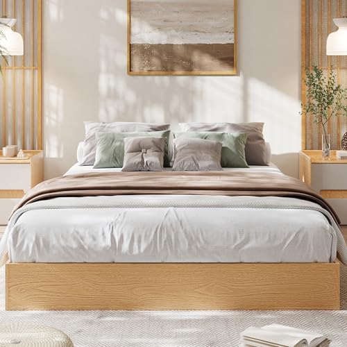 GarveeHome Wood Platform Bed Frame, Queen Bed Frame Without Headboard