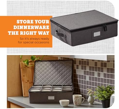 storageLAB Cup & Mug Storage Case | Hard Shell Felt Dividers | Gray