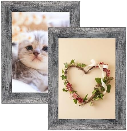 xnlkros Picture Frame Set 10 pack, Farmhouse Photo Frames, Gallery Wall Frame Collage, 8x10 5x7 4x6 Frames in 3 Different Finishes Picture Frames For Wall or Desk,Rustic Black