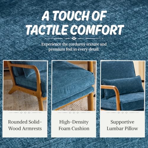 Karl home Mid-Century Modern Accent Reading Chair, Blue