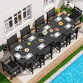 SERWALL HDPE Outdoor Dining Furniture, Outdoor Dining Set for 10, Black