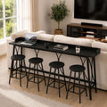 Karl home 82.3" Bar Table, Counter Height Table with Back Rail, Black